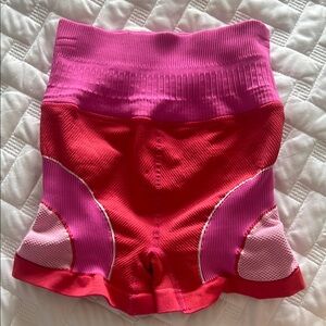 Free People Movement Stretchy Pink and Red Women's Biker Shorts